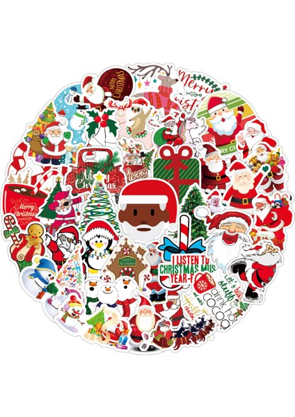 10 Adet-B Tarzı Pcs Çizgi Film Noel Ağacı Sticker Baba Noel Kaykay Taşınabilir Gitar Su Geçirmez Grafiti Hediye Sticker (Yurt Dışından)