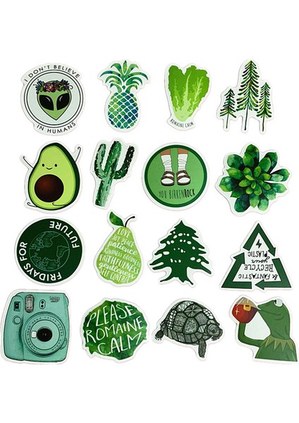 Çizgi Film Yeşil Ins Tarzı Vsco Kız Stickerları Laptop Moto Kaykay Bagaj Buzdolabı Defter Laptop Oyuncak Sticker F5 (Yurt Dışından)