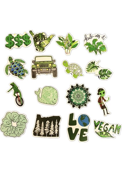 Çizgi Film Yeşil Ins Tarzı Vsco Kız Stickerları Laptop Moto Kaykay Bagaj Buzdolabı Defter Laptop Oyuncak Sticker F5 (Yurt Dışından)