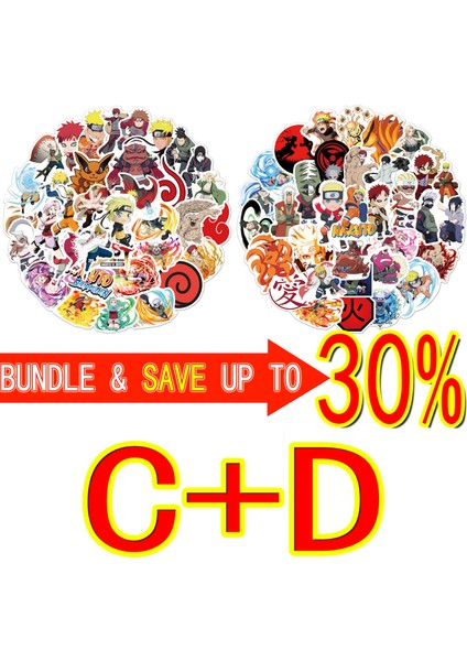 C 50PCS ve D 50PCS Tarzı Japon Anime Naruto Sticker Paketi Graffiti Valiz Laptop Araba Su Geçirmez Çıkartmalar Çocuk Oyuncak Hediye (Yurt Dışından)