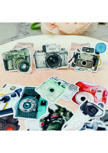 Retro Kamera Mini Stickerlar El Sanatları ve Scrapbooking Çıkartmalar Kitabı Öğrenci Etiketi Dekoratif Çıkartma Dıy Kırtasiye - Türkçe (Yurt Dışından)