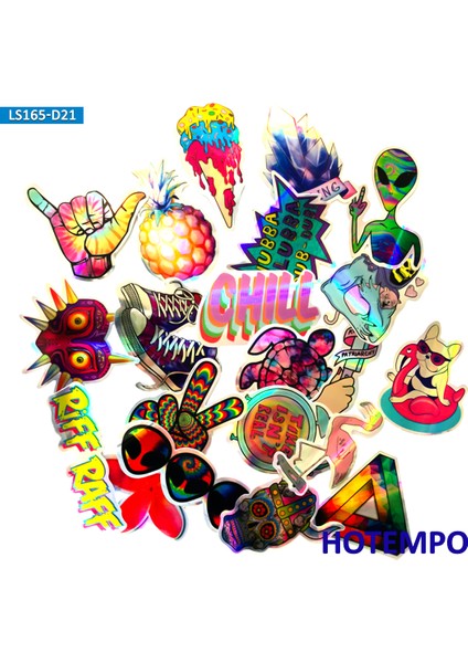 Et Garip Lazer Parlak Renkli Flaş Sticker'lar Mobil Telefon Laptop Bagaj Gitar Kılıf Kaykay Bisiklet Moto Araba Sticker'lar-Ürün (Yurt Dışından)