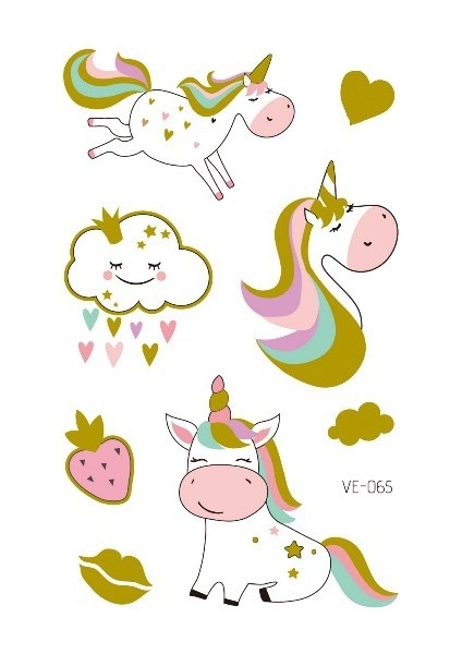 No.65 Tarzı Çocuklar Için Çizgi Film Unicorn Geçici Dövme Sticker Yüz Çocuk Vücut Sahte Dövme Vücut Makyajı Su Geçirmez Yüz Etiketleri (Yurt Dışından)