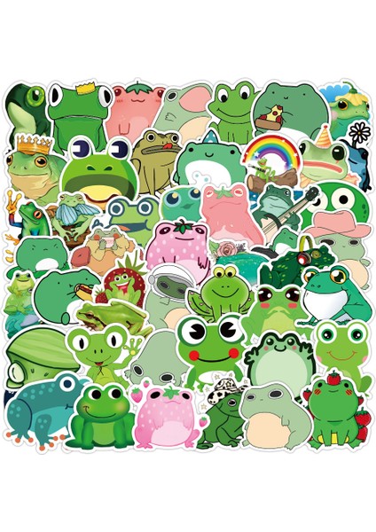 A-50 Adet Tarzı Kaykay Kaskı Hediye Kutusu Bisiklet Bilgisayar Defter Araba Anime Sevimli Kurbağa Oyuncakları Için Ilginç Kurbağa Grafiti Sticker'lar (Yurt Dışından) fiyatları