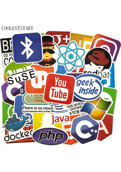 Fildişi Tarzı Pcslot Geek Docker Stickers Hacker Programlama Java Cool Stickerlar Bagaj Buzdolabı Laptop Gitar Stickerları - (Yurt Dışından)