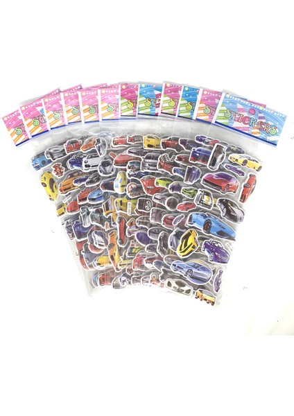 Motosiklet Tarzı 12 Sayfalar Set Yarış Arabası Spor Arabalar Tarzı 3D Kabarık Balon Pvc Sticker Çocuk Çizgi Film Etiketler Erkekler Için Klasik Oyuncaklar (Yurt Dışından) fiyatları