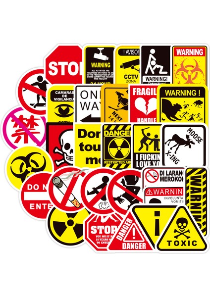 Laptop Motosiklet Bisiklet Bagaj Gitar Ev Dekorasyonu Için Tehlike Yasak Hatırlatma Komik Stickerlar (Yurt Dışından)