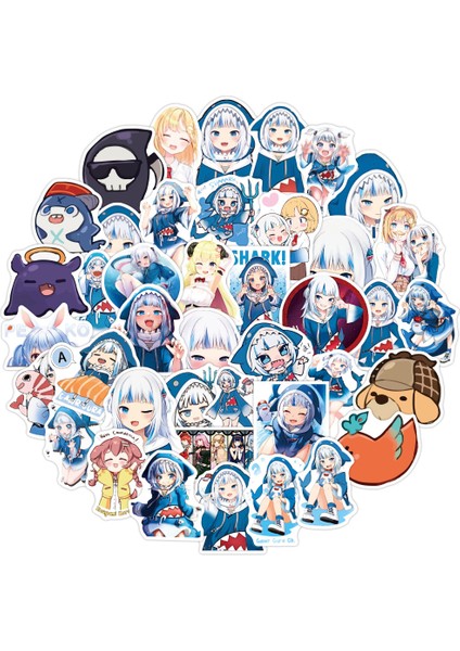 B-50PCS Tarzı Hololive Vtuber Pvc Su Geçirmez Stickerlar - Bagaj Duvar Araba Laptop Bisiklet Motosiklet Defter Oyuncak Stickerları Için (Yurt Dışından)