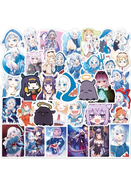 B-50PCS Tarzı Hololive Vtuber Pvc Su Geçirmez Stickerlar - Bagaj Duvar Araba Laptop Bisiklet Motosiklet Defter Oyuncak Stickerları Için (Yurt Dışından)