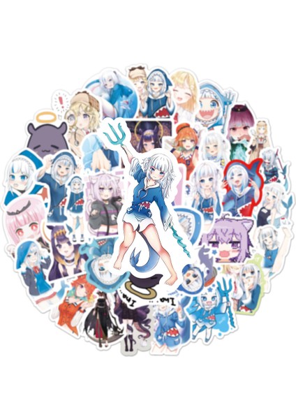 B-50PCS Tarzı Hololive Vtuber Pvc Su Geçirmez Stickerlar - Bagaj Duvar Araba Laptop Bisiklet Motosiklet Defter Oyuncak Stickerları Için (Yurt Dışından)