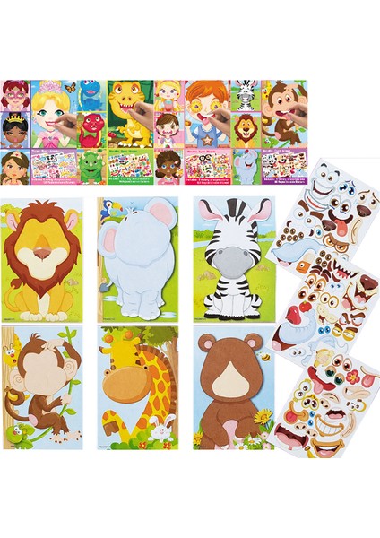 Sarı Stil Çocuklar Için Kendin Yap Sticker Bulmaca Oyunları Yüz Yapma Prenses Hayvan Dinozor Montaj Puzzle Çocuk Tanıma Eğitim Oyuncakları (Yurt Dışından)