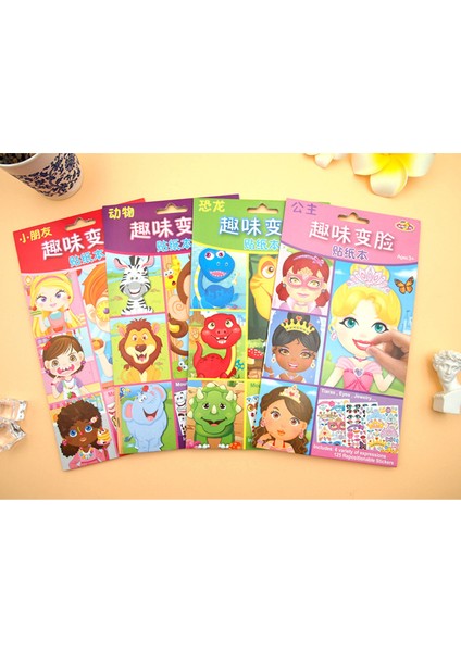 Sarı Stil Çocuklar Için Kendin Yap Sticker Bulmaca Oyunları Yüz Yapma Prenses Hayvan Dinozor Montaj Puzzle Çocuk Tanıma Eğitim Oyuncakları (Yurt Dışından)