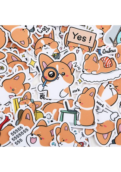 Sevimli Korgi Sticker Kendin Yap Albümü Scrapbooking Günlük Planlayıcı Günlük Sticker Dekoratif Etiket Çocuklar Için (Yurt Dışından)