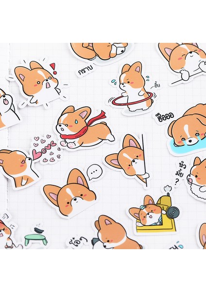 Sevimli Korgi Sticker Kendin Yap Albümü Scrapbooking Günlük Planlayıcı Günlük Sticker Dekoratif Etiket Çocuklar Için (Yurt Dışından) fırsatları