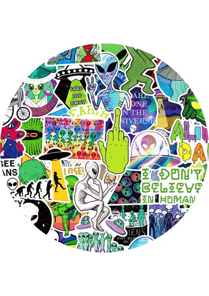 Kumral Tarzı Uzay Gemisi Uzaylı Sticker Laptop Su Şişesi Kaykay Gitar Su Geçirmez Estetik Grafiti Etiket Paketleri Çocuk Oyuncak (Yurt Dışından)