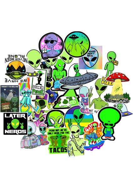 Kumral Tarzı Uzay Gemisi Uzaylı Sticker Laptop Su Şişesi Kaykay Gitar Su Geçirmez Estetik Grafiti Etiket Paketleri Çocuk Oyuncak (Yurt Dışından) fırsatları