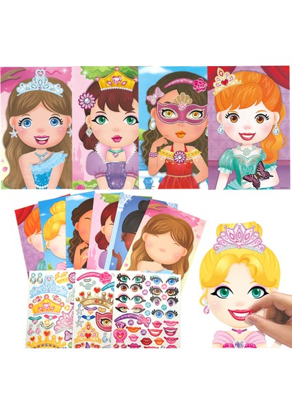 Kırmızı Stil Çocuklar Için Yeniden Kullanılabilir Stickerlar Prens ve Prensesler, Karikatür Hayvanlar, Yüz Değiştirme Bulmaca Oyunları Montaj Oyuncakları Hediye (Yurt Dışından) fiyatları