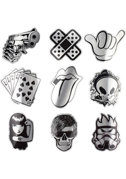 Sıcak Satış Metalik Siyah ve Beyaz Sticker Graffiti Sticker Laptop Valiz Araba Moda Duvar Gitar Cool Sticker (Yurt Dışından)