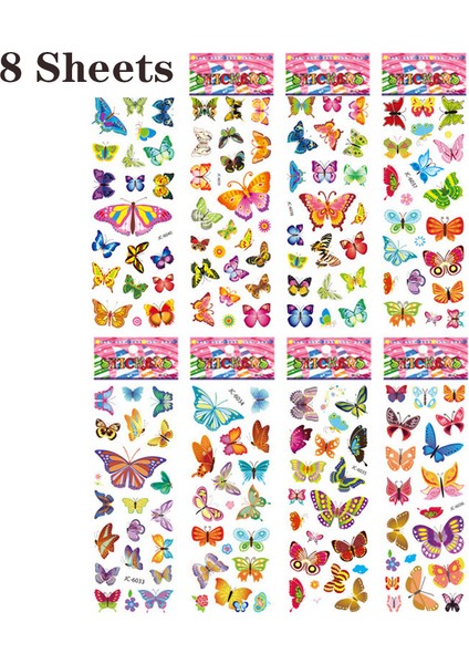 8 Yaprak Kelebek Stili 40 Sayfa Lotlu Çizgi Etiketleri 3D Çizgi Karakterleri Prenses Rastgele Kabarık Etiket Kızlar ve Erkekler Için Hediye Festival Parti Etiketleri (Yurt Dışından)