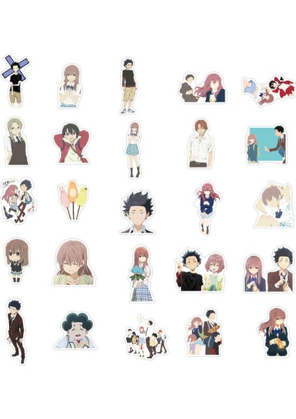 A-10 Adet-Rastgele Tarzı Sesin Şekli Sticker Anime Bir Sessizlik Stickerlar Laptop Gitar Bagaj Buzdolabı Kaykay Etiket Klasik Oyuncak (Yurt Dışından)