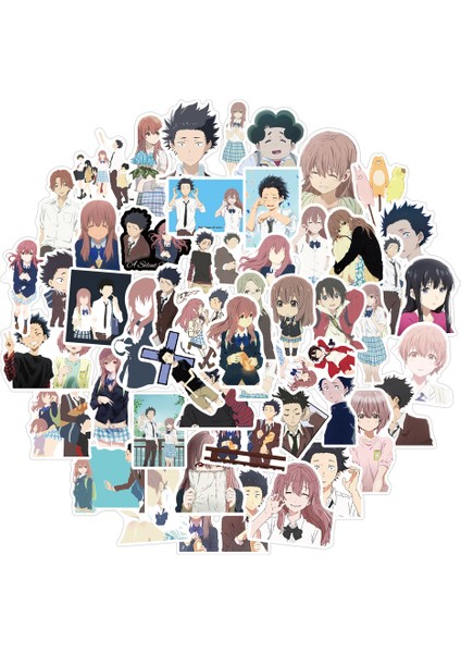 A-10 Adet-Rastgele Tarzı Sesin Şekli Sticker Anime Bir Sessizlik Stickerlar Laptop Gitar Bagaj Buzdolabı Kaykay Etiket Klasik Oyuncak (Yurt Dışından)