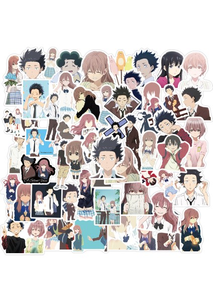 A-10 Adet-Rastgele Tarzı Sesin Şekli Sticker Anime Bir Sessizlik Stickerlar Laptop Gitar Bagaj Buzdolabı Kaykay Etiket Klasik Oyuncak (Yurt Dışından)