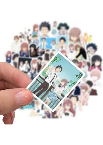 A-10 Adet-Rastgele Tarzı Sesin Şekli Sticker Anime Bir Sessizlik Stickerlar Laptop Gitar Bagaj Buzdolabı Kaykay Etiket Klasik Oyuncak (Yurt Dışından)