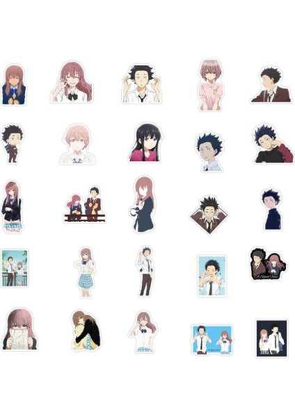 A-10 Adet-Rastgele Tarzı Sesin Şekli Sticker Anime Bir Sessizlik Stickerlar Laptop Gitar Bagaj Buzdolabı Kaykay Etiket Klasik Oyuncak (Yurt Dışından)