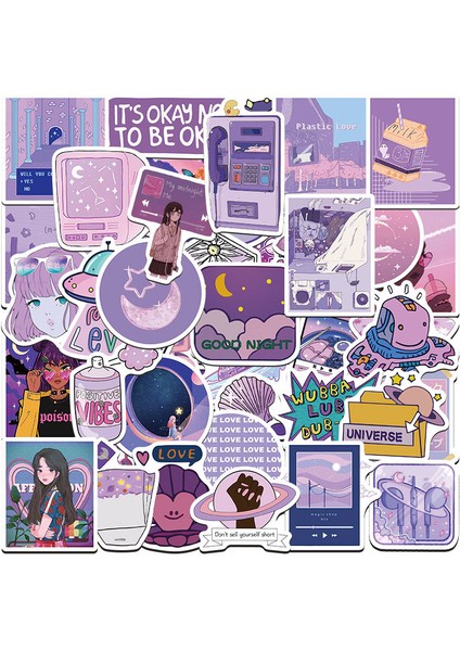 50 Adet Tarzı Pcs Mor Taze Grafiti Sticker Kask Kaykay Defter Gitar Bisiklet Hediye Oyuncak Çıkartma (Yurt Dışından)