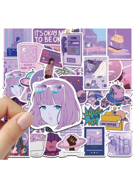 50 Adet Tarzı Pcs Mor Taze Grafiti Sticker Kask Kaykay Defter Gitar Bisiklet Hediye Oyuncak Çıkartma (Yurt Dışından)