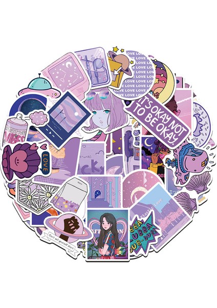 50 Adet Tarzı Pcs Mor Taze Grafiti Sticker Kask Kaykay Defter Gitar Bisiklet Hediye Oyuncak Çıkartma (Yurt Dışından)