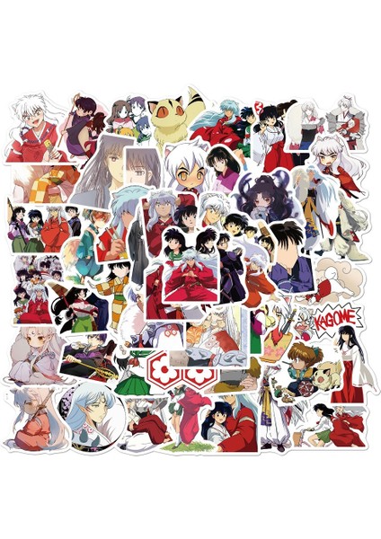 A-50 Adet Tarzı Çizgi Film Japon Anime Inuyasha Çıkartmaları Su Geçirmez Sevimli Etiket Çıkartması Valiz Laptop Gitar Kaykay Graffiti Için (Yurt Dışından)