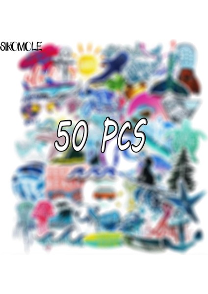 50 ADET-HT294 Tarzı Deniz Kaplumbağası Vsco Mavi Laptop Buzdolabı Telefon Kaykay Valiz Etiketi Grafiti Sticker F5 - Plaj Stickerları Surf Yazlığı (Yurt Dışından)