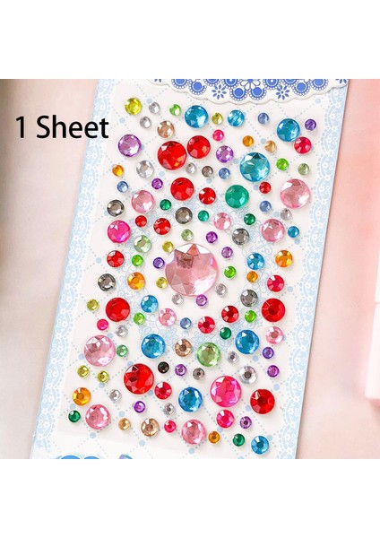 1 Sayfalık Yuvarlak Stil 4 Levha 3D Taş Yapışkanlı Mücevher Çocuklar Çocuklar Dıy Sanat El Sanatları Parlak Düz Geri Taş Kristal Sticker Kızlar (Yurt Dışından)