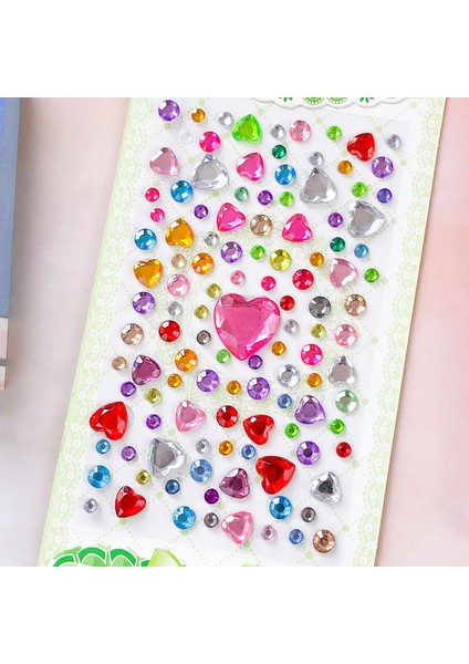 1 Sayfalık Yuvarlak Stil 4 Levha 3D Taş Yapışkanlı Mücevher Çocuklar Çocuklar Dıy Sanat El Sanatları Parlak Düz Geri Taş Kristal Sticker Kızlar (Yurt Dışından)