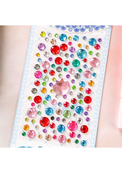 1 Sayfalık Yuvarlak Stil 4 Levha 3D Taş Yapışkanlı Mücevher Çocuklar Çocuklar Dıy Sanat El Sanatları Parlak Düz Geri Taş Kristal Sticker Kızlar (Yurt Dışından)