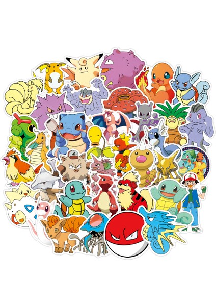 Pokemon 50 Adet F Tarzı Pikachu Sticker Laptop Valiz Kaykay Gitar Telefon Çocuk Hediye Oyuncakları Kawaii Pokemon Anime Sticker (Yurt Dışından)