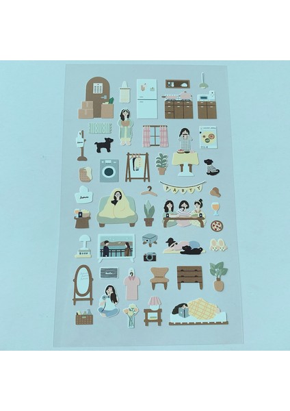 Kahve Stili Yapışkan Sevimli Kawaii Köpekler Kediler Çiçekler Ev Yaşamı Çiftlik Peel Off Sticker Günlük Defter Telefon Mac Dizüstü Bilgisayar Dekorasyonu (Yurt Dışından)