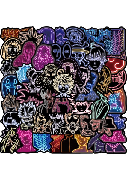 50 Adet Tarzı Pcs Çizgi Neon Serisi Anime Sticker Graffiti Sticker Kask Laptop Gitar Kaykay Bisiklet Hediye Oyuncak Pvc Sticker (Yurt Dışından)