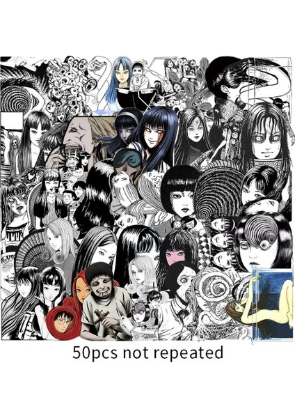 D-21 Adet Tarzı Pcs H Çizgi Roman Sticker Siyah ve Beyaz Japon Anime Tomie Kaykay Tekrarlanabilir Bagaj Laptop Sticker (Yurt Dışından) fiyatları