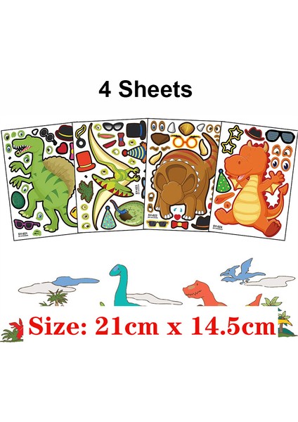 Mavi Stil Çocuklar Için Kendin Yap Sticker Bulmaca Oyunları Yüz Yapma Prenses Hayvan Dinozor Montaj Puzzle Çocuk Tanıma Eğitim Oyuncakları (Yurt Dışından)