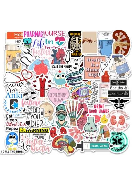A-50 Adet Tarzı Pc'ler Doktor Hemşire Stetoskop Sticker'ları Su Geçirmez Motosiklet Laptop Kaykay Bagaj Not Defteri Dıy Sticker Etiketler (Yurt Dışından)