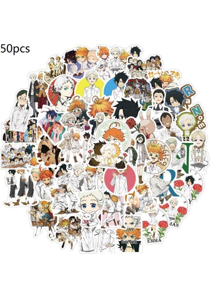 A-50 Adet Tarzı Pcs The Promised Neverland Sticker Anime Etiketler Buzdolabı Skateboard Laptop Bagaj Çıkartmalar Graffiti Oyuncak Için (Yurt Dışından)