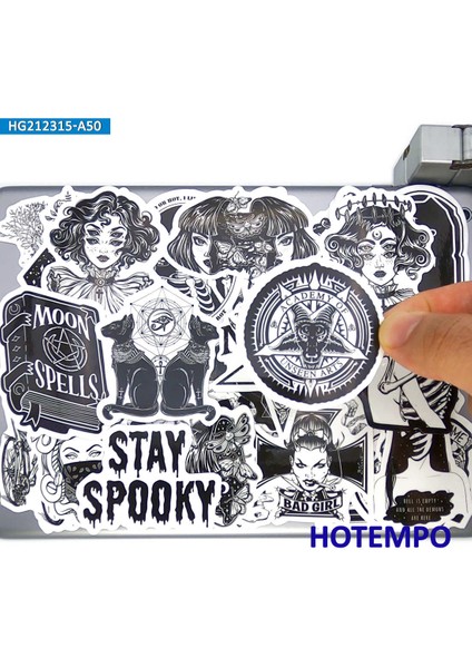 Gotik Cadı Şeytan Kafatası Büyü Siyah Beyaz Stickerlar Telefon Laptop Bagaj Kaykay Bisiklet Motosiklet Araba Stickerı (Yurt Dışından)