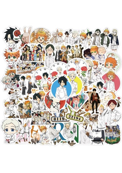 E-50 Adet Tarzı Pcs The Promised Neverland Sticker Anime Etiketler Buzdolabı Skateboard Laptop Bagaj Çıkartmalar Graffiti Oyuncak Için (Yurt Dışından)