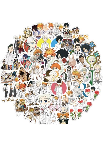 E-50 Adet Tarzı Pcs The Promised Neverland Sticker Anime Etiketler Buzdolabı Skateboard Laptop Bagaj Çıkartmalar Graffiti Oyuncak Için (Yurt Dışından)