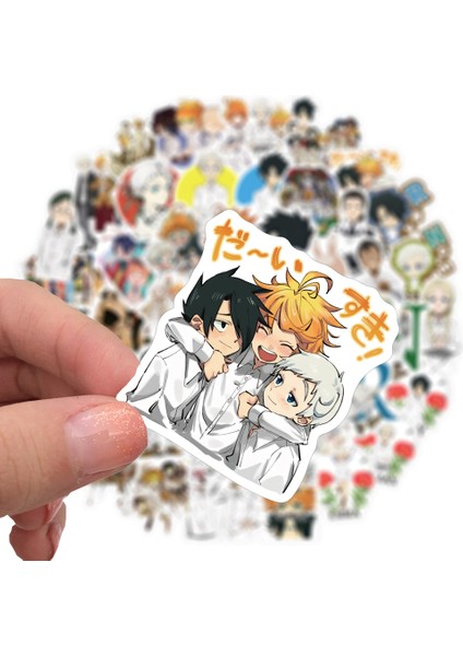 E-50 Adet Tarzı Pcs The Promised Neverland Sticker Anime Etiketler Buzdolabı Skateboard Laptop Bagaj Çıkartmalar Graffiti Oyuncak Için (Yurt Dışından)