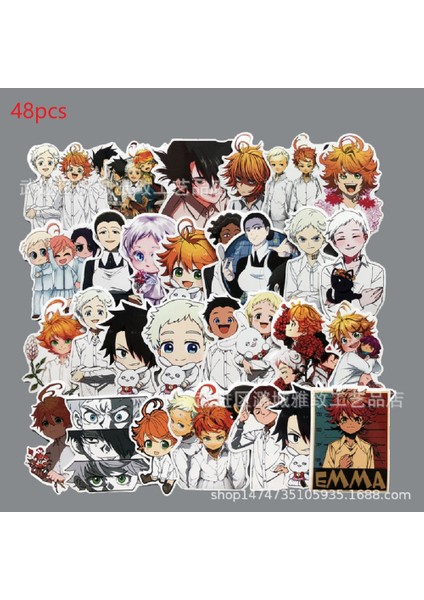 E-50 Adet Tarzı Pcs The Promised Neverland Sticker Anime Etiketler Buzdolabı Skateboard Laptop Bagaj Çıkartmalar Graffiti Oyuncak Için (Yurt Dışından)