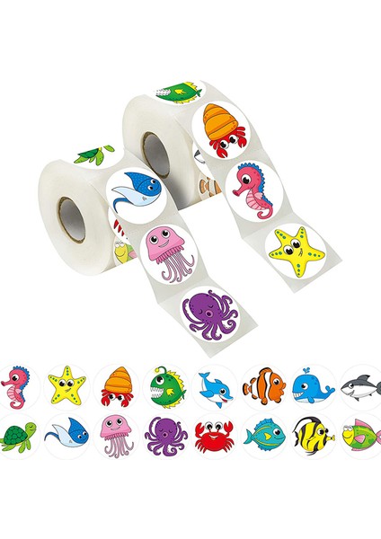 2 Rulo 1000 Adet Tarzı Çocuklar Için Ödül Çıkartmaları Çiftlik Okyanus Hayvanları Çizgi Film Sticker Rulo Etiket Hediye (Yurt Dışından)