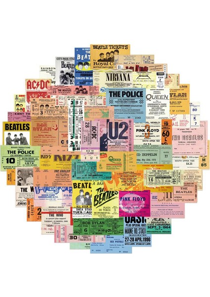 Retro Havayolu Biniş Kartı Bilet Müzik Rock Grup Damga Grafiti Stickerları - E-Ticaret Başlığı (Yurt Dışından)